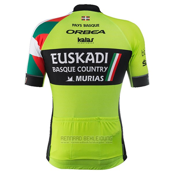 2017 Fahrradbekleidung Euskadi Grun und Shwarz Trikot Kurzarm und Tragerhose